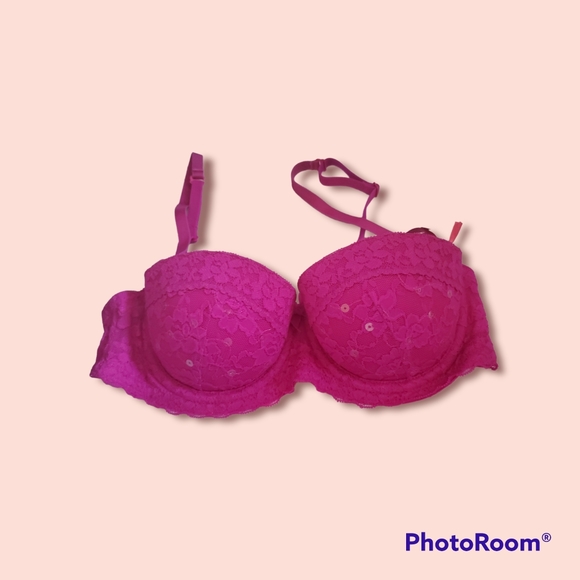 LA SENZA Magenta Purple Sequin Demi Push Up Bra - Size XS, 32A - Picture 1 of 4